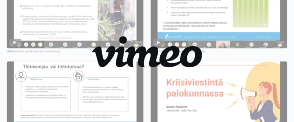 Vimeon logo ja SPEKin Vimeoon lataamia videoita taustalla